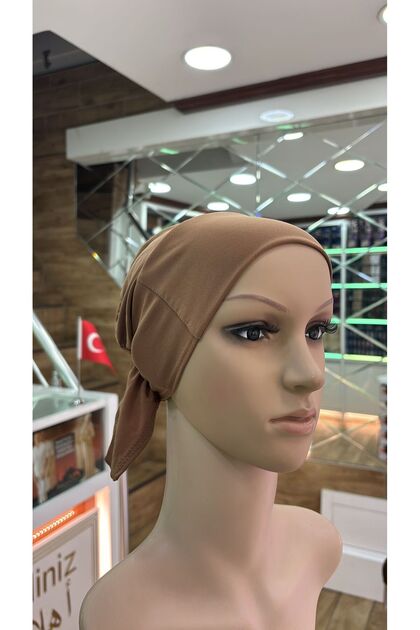 Luxury Bone Back-Tie Non-Slip Inner Bonnet Scarf Shawl Bonnet Hijab Dark Gold