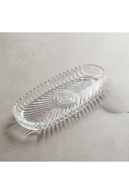 Set of 4 Transparent Glass Presentation Plates 19X8 cm Decorative Oval Serving and Breakfast Plates