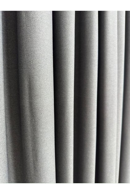 Meyra Gray Cotton Light Shiny Fabric Background Curtain 1/3 Dense Pleat