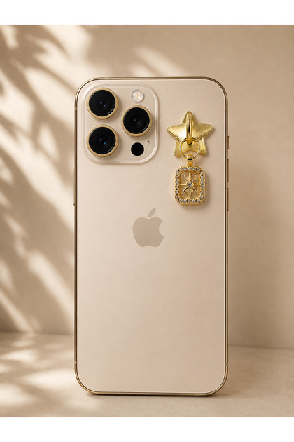 North Star Phone Charm – Gold Stone Phone Back Accessory