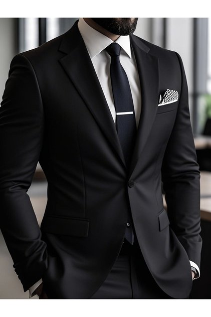 Men's Black 2-Piece Classic Fit Suit Formal Business Party Wear