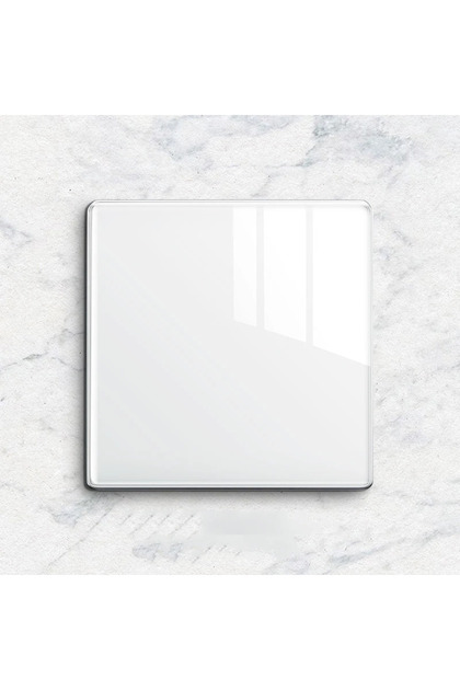 1 Gang 2 Way Plate Switch, Glass Glossy Finish Wall Light Switch, Modern Square Electrical Rocker Switch for Home Office Hotel, White