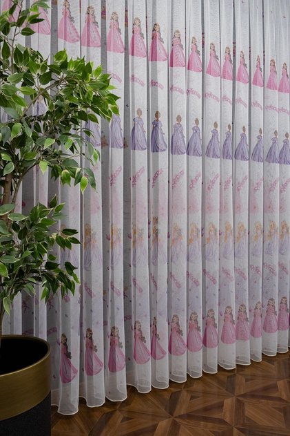 Children's Room Colorful Princess Model 2-Layer Pleated Tulle Curtain