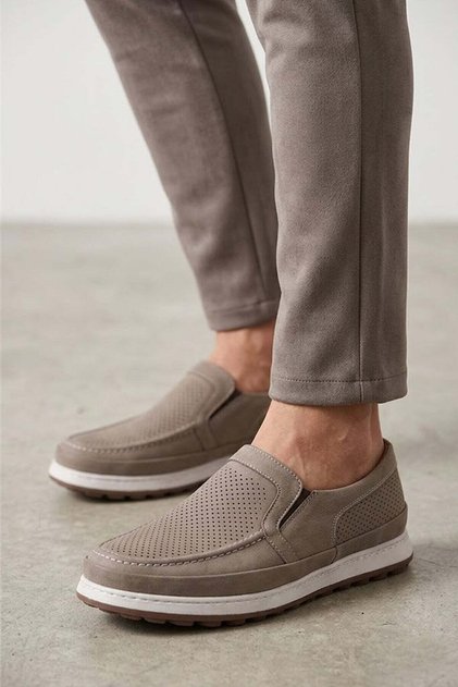 Elit Mzv5006N Men's Genuine Nubuck Leather Casual Shoes Sand