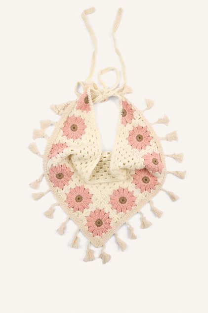Women's Floral Crochet Pink Bandana H5493Ax26Sm