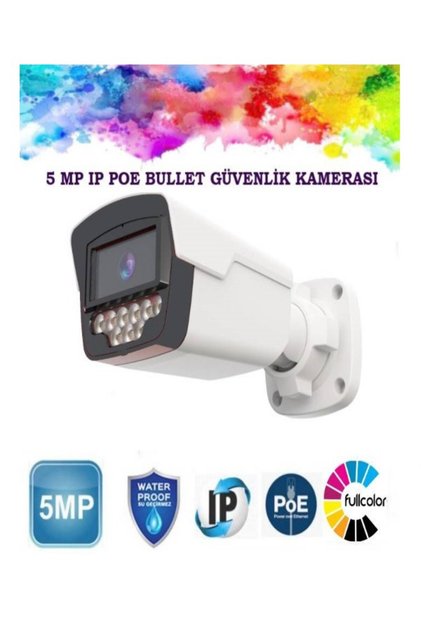 5 MP IP PoE Warm Led Renkli Sesli Bullet Güvenlik Kamerası Teico-3950