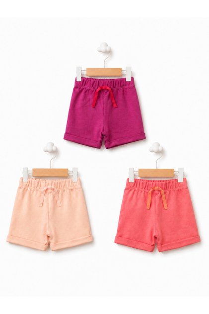 Baby Girl and Child 3-Piece 100% Cotton Shorts Set