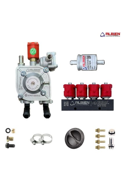 Atiker Uyumlu Gaz Kesicili Sıralı Sistem Regülatör 110kw + Albien Lpg Enjektör 4 Silindir 3 ohm