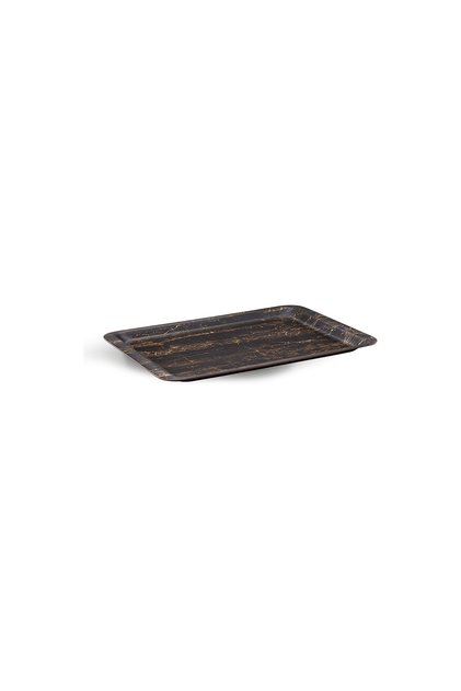 Laminated Wooden Non-Slip Tray 2 Pieces 43X61 cm Ebony Patterned Tf4361Kam