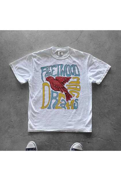 Fleetwood Mac Printed White Oversize T-Shirt Unisex 100% Cotton Crew Neck T-Shirt