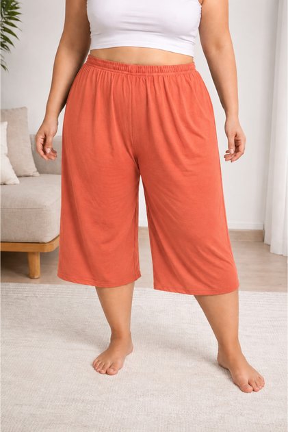 Oversize Cotton Combed Cotton Capri Shorts – Plus Size