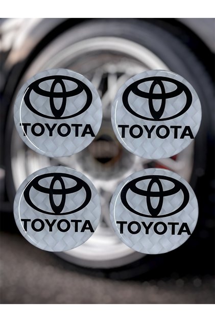 Toyota Jant Göbeği 4 lü Oto Universal Jant Göbeği 3D Jant Arması Damla Sticker Seti