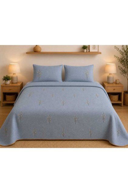 Floral Embroidered Luxury Bedspread 240X260 cm Double Size