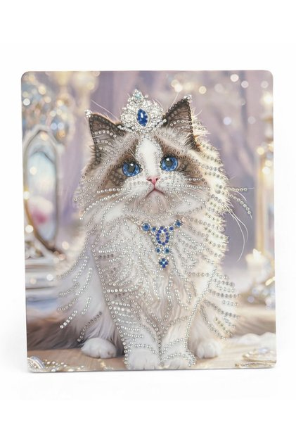 5D Diamond Stone Embroidery Kit Painting 21X25 cm Crowned Cat Pattern Diamond Painting