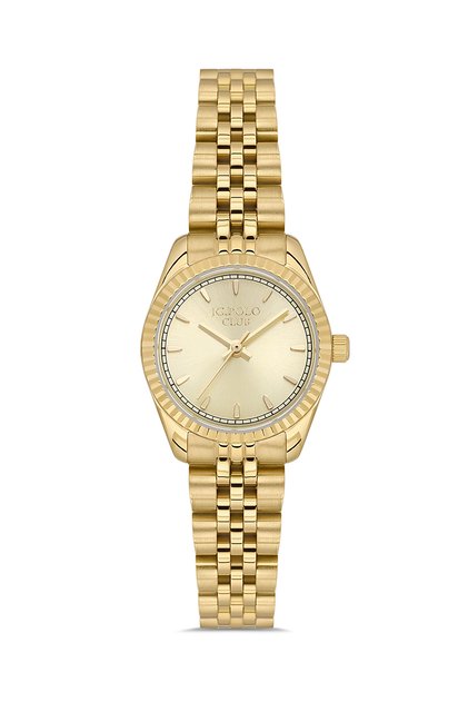 Women's Gold Metal Cord Gold Dial Wristwatch with 2 Years Warranty