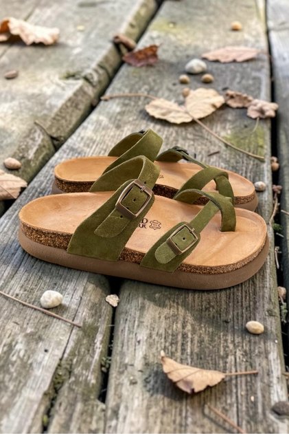 Luna Genuine Leather Platform Cork Sole Arch Supported Orthopedic Daily Women's Slippers
