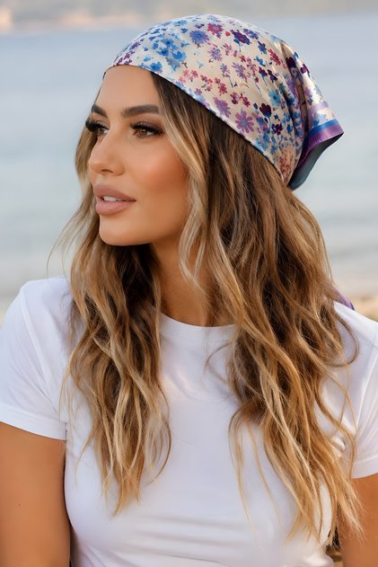 Lilac Floral Patterned Bandana