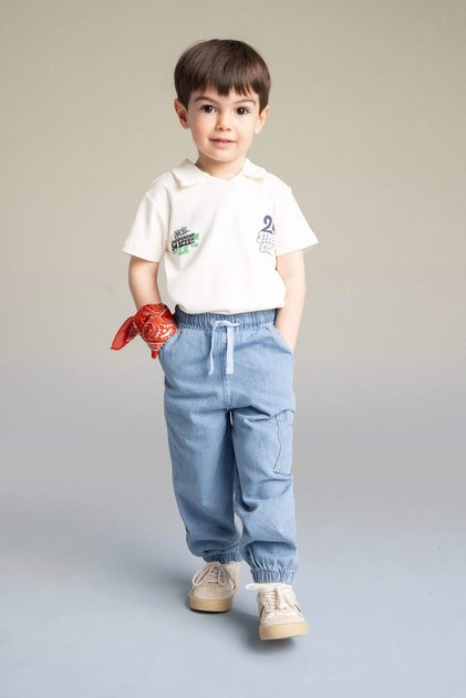 G8258A5Er98 Ecru Printed 2-Piece Set for Baby Boy