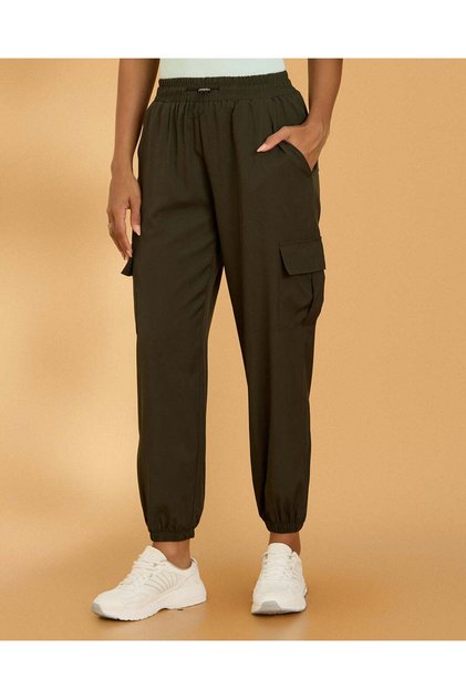 Women Olive Cargo Jogger Pants