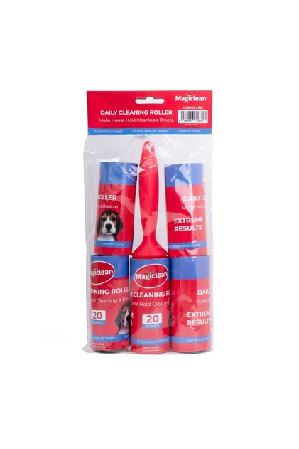 S-Magiclean Lint Roller | Extra Sticky Cleaning Roller for Clothes Furniture and Pet Hair Removal | Ergonomic Handle | 20 Easy Peel-Off Sheets