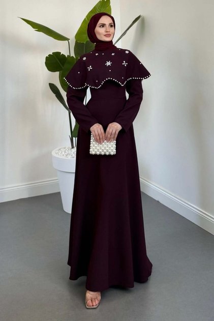 Olena Seyyar Pelerinli Abiye Mürdüm