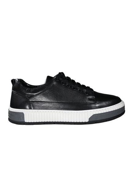 Men's Thermal Sole Textile Lace-Up Leather Casual Black