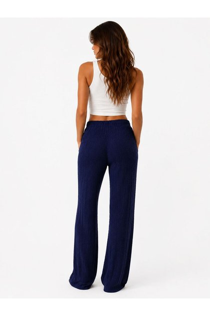 Buble Zigzag Pocketless Palazo Summer Trousers Stylish Design Quality Knitted Fabric