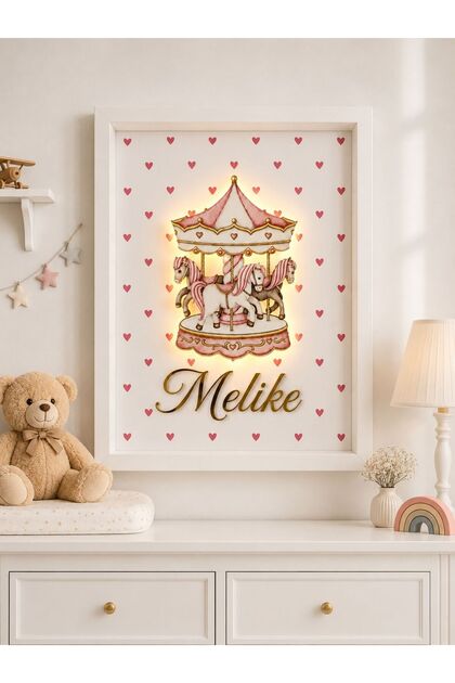 Çerçeveli Bebek Figürlü Ledli Bebek Kapı Süsü - Hastane Bebek Kapı Süsü