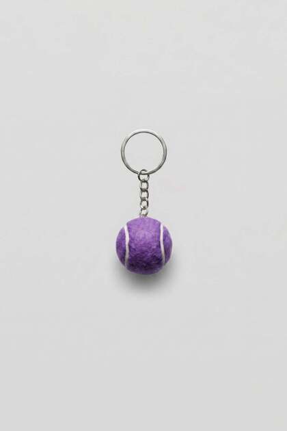 Unisex Tennis Ball Keychain Purple