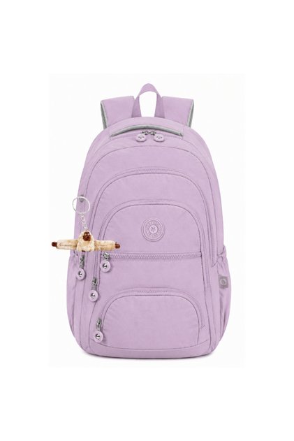 Luxury Crinkle Fabric High School and Middle School Backpack with Monkey Keychain Gift (Let My Bag Come with Me)