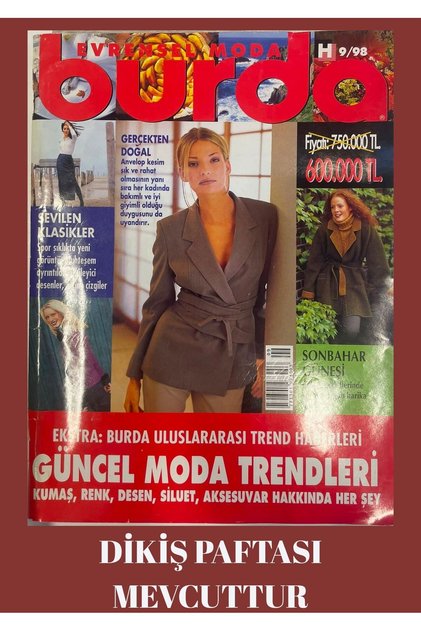 BURDA MODEN DİKİŞ DERGİ 1998 EYLÜL PAFTASI MEVCUTTUR İKİNCİEL