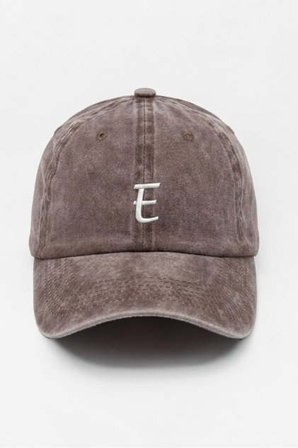 Letter E Brown Embroidered Washable Vintage Unisex Hat