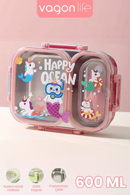 Vagonlife 600 ML Sızdırmaz İki Bölme Paslanmaz Çelik Lunch Box