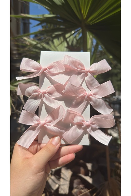 Candy Color Pink Ribbons 6-Piece Children's Buckle Set-3Cm Metal Clip