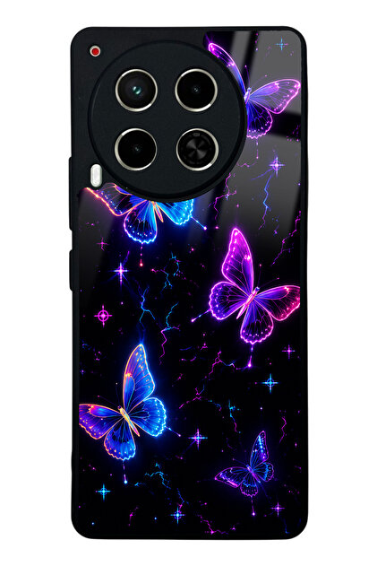 Tecno Camon 30 Neon Butterfly Dream Tasarımlı Glossy Telefon Kılıfı