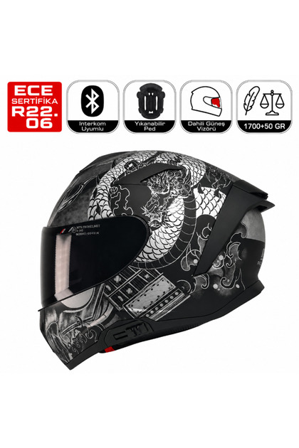 Icon Ultraflite Doodle 3 MIPS Kapalı Motosiklet Kaskı Beyaz Mavi