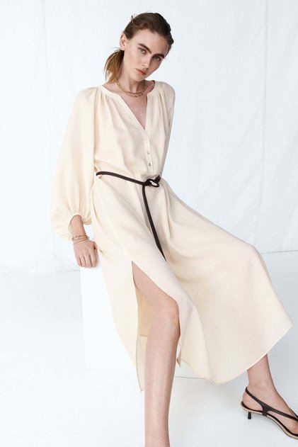 Oversized tie-belt dress