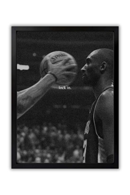 Lock In Motivasyon Duvar Tablosu | Basketbol Temalı Motivasyon Tablosu | Modern Siyah Beyaz Duvar Tablosu