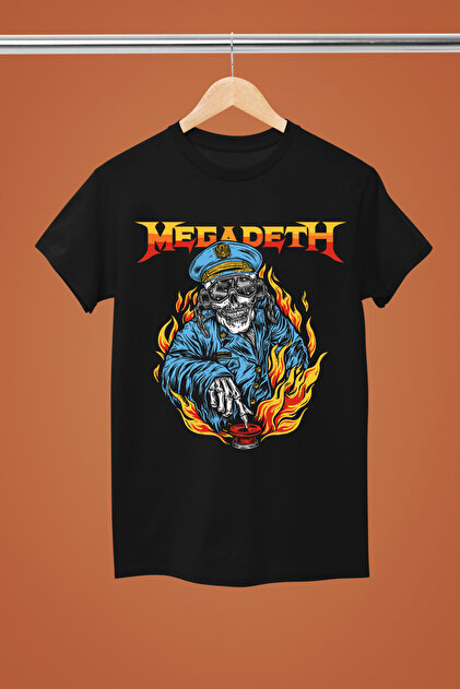 洋楽 MEGADETH MAGORS MEGADETH BASKILI PAMUKLU KISA KOLLU REGULAR KALIP ROCK