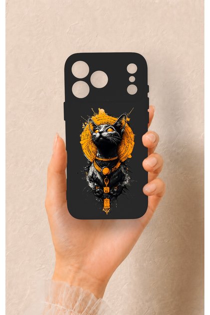 Egyptian Cat God Pattern Silicone Case Compatible with iPhone 17 Pro Max