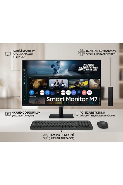 M7 43" 4K UHD Smart TV Özellikli Akıllı Monitör ve Kablosuz Klavye Mouse Set