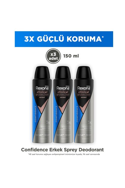 Men Clinical Protection Spray Deodorant Confidence 150 ml x3