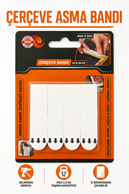 Çift Taraflı Bant Çerçeve Asma Bandı 5 Çift (10 Parça) Çift Taraflı Güçlü Yapışkanlı Duvar Montaj Bandı Delmeden Çerçeve Poster Dekor Asma Max 2.5 Kg