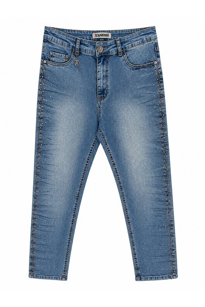 Plus Size Lycra Stoned Denim Women's Trousers