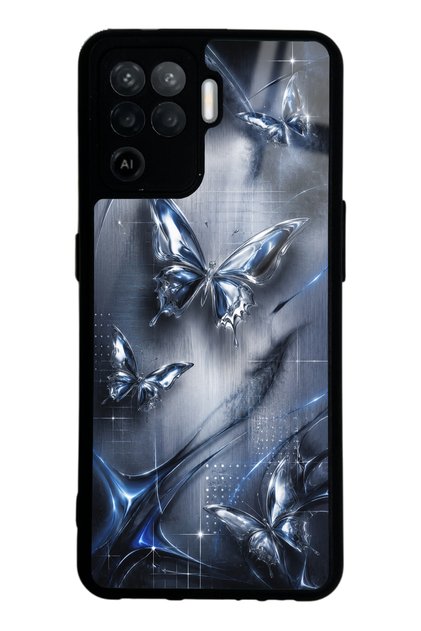 Oppo Reno 5 Lite Midnight Chrome Butterfly Design Glossy Phone Case
