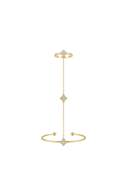 Steel Clover Detailed Clamp Şahmeran Gold