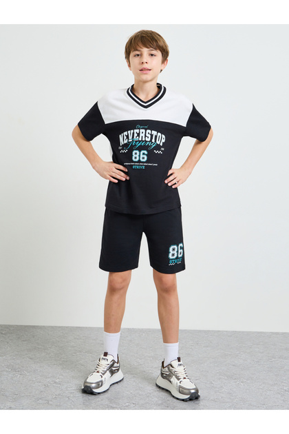 Teen Boys Oversized Color Block T-Shirt and Shorts Set