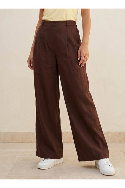 Flexi Waist Linen Blend Wide Leg Trousers