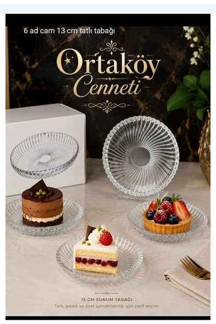 Santa 6 lı Cam Tabak, Cerezlik, Tatlı Tabağı, Sunumluk , 13 Cm 6 adet şık ve kaliteli