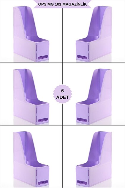 MG 101 MAGAZİNLİK 6'LI SET A4 DEMONTE PLASTİK DİKEY KLASÖR ARŞİV KUTUSU ORGANİZER SAKLAMA DEPOLAMA